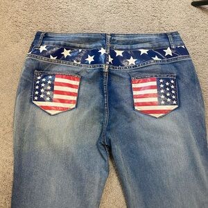 American Flag Back-Pocket Women's Jeans - Blue
